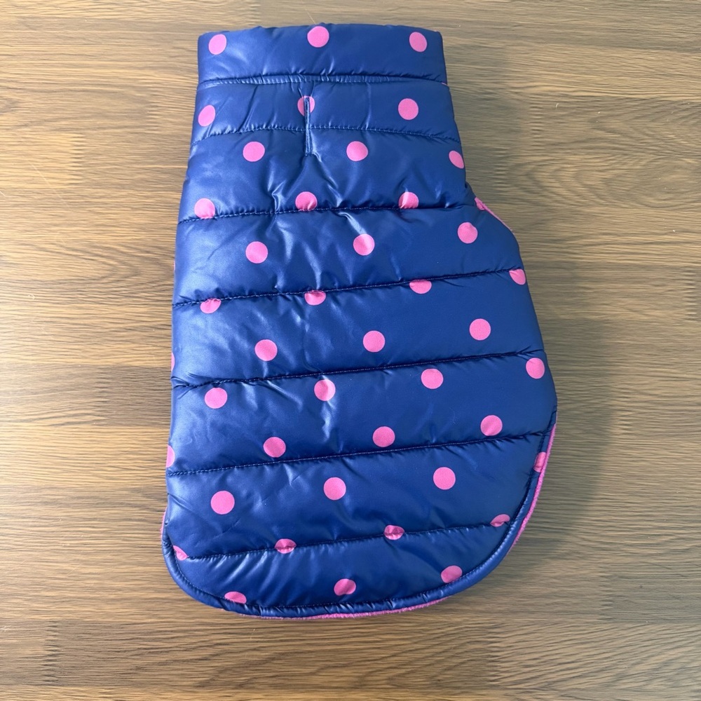Top Paw Dog Puffer Vest/Jacket Blue Pink With  Polka Dots size Small‎